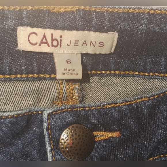 CAbi Distressed Faded Straight Leg Denim Jeans - Picture 3 of 3